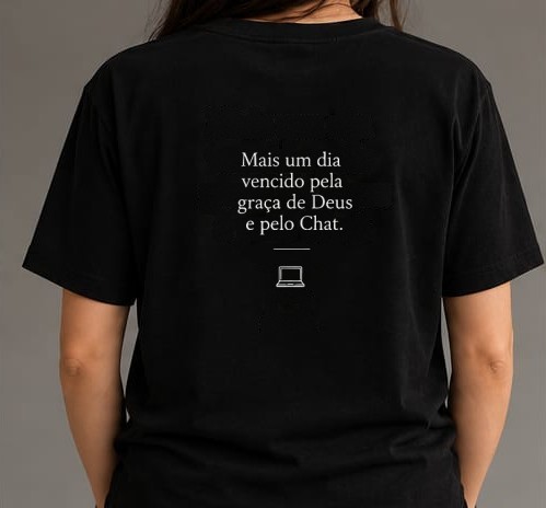 Pessoa de costas vestindo a camiseta Chat